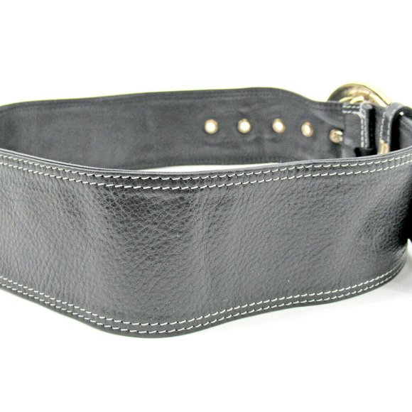 EMPORIO ARMANI Belt Waist Mark Ladies Black Gold Leather